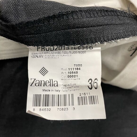 Zanella Todd Men's W36 x L30 Dark Grey Wool Flat Front Cuffed Dress Pants - Picture 5 of 7